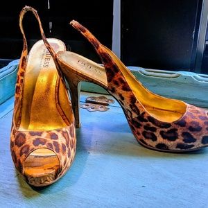 Guess platform peeptoe heels